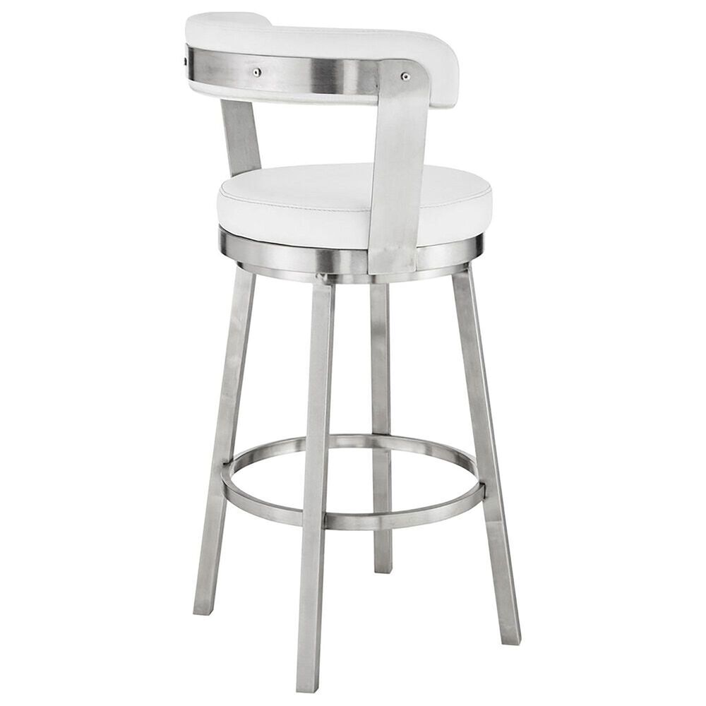 Blue River Bryant 30&quot; Swivel Barstool with White Cushion in Stainless Steel, , large