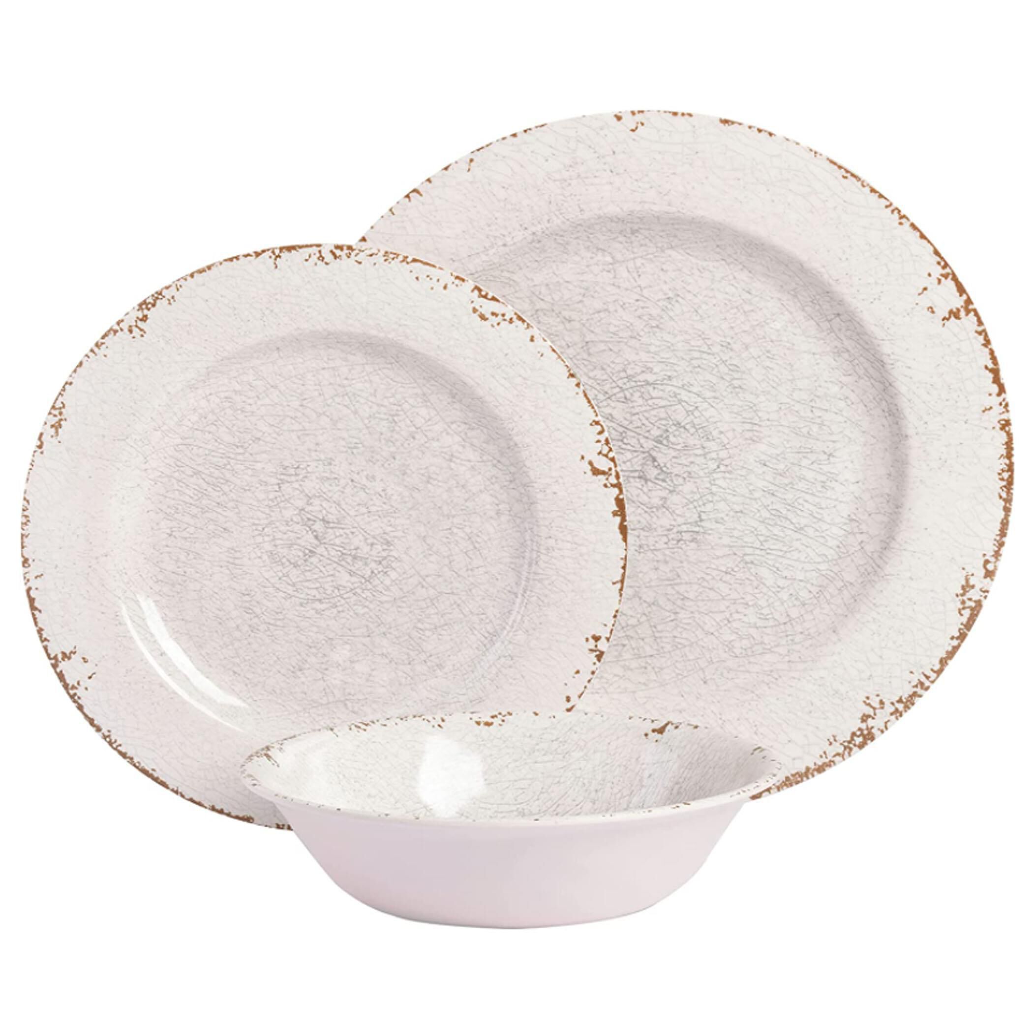 Gibson Home Mauna 12 Piece Melamine Dinnerware Set in Ice