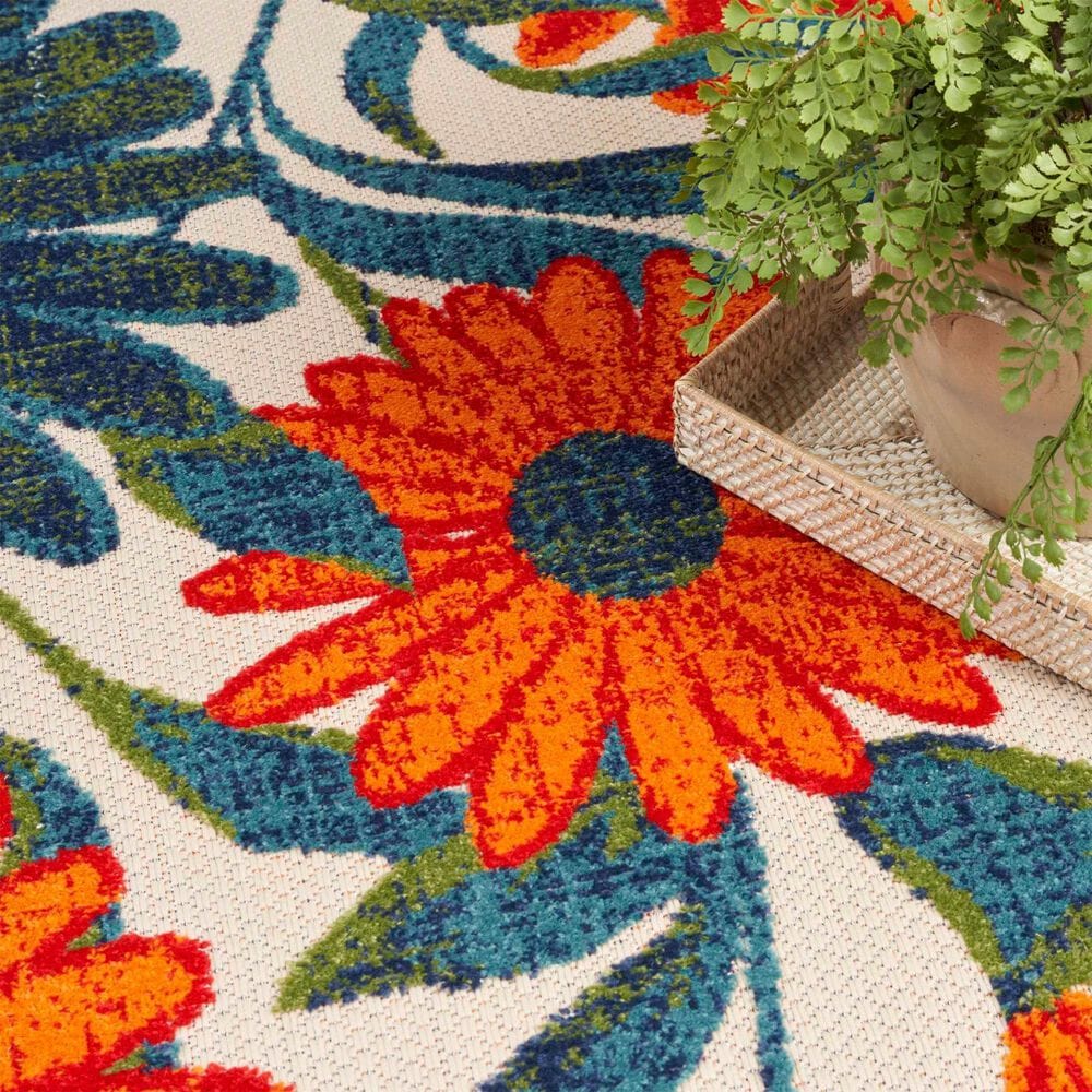 Nourison Aloha ALH33 3&#39;6&quot; x 5&#39;6&quot; Ivory and Multicolor Indoor/Outdoor Area Rug, , large