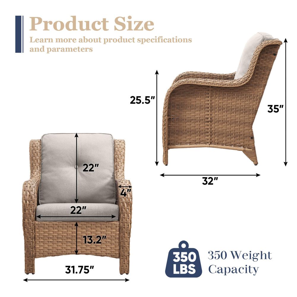 Sunwell Garden Patio Chair with Yellow Frame in Beige (Set of 2), , large