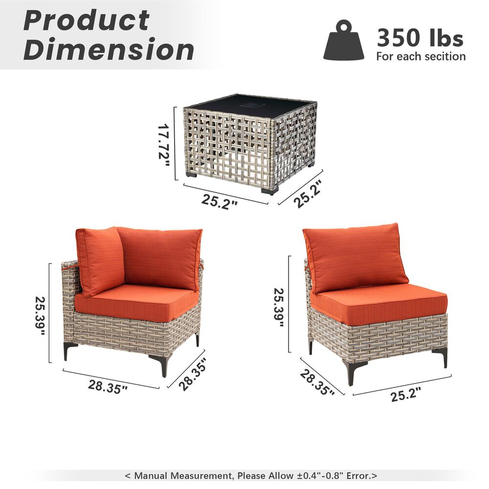 HOMLUX 7-Piece Patio Conversation Set in Orange Red, , large