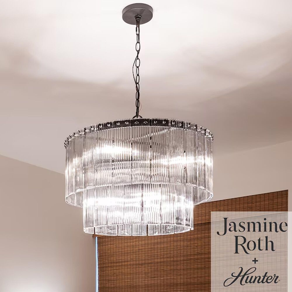 Hunter Ontario Jasmine Roth 6-Light Chandelier in Matte Black, , large