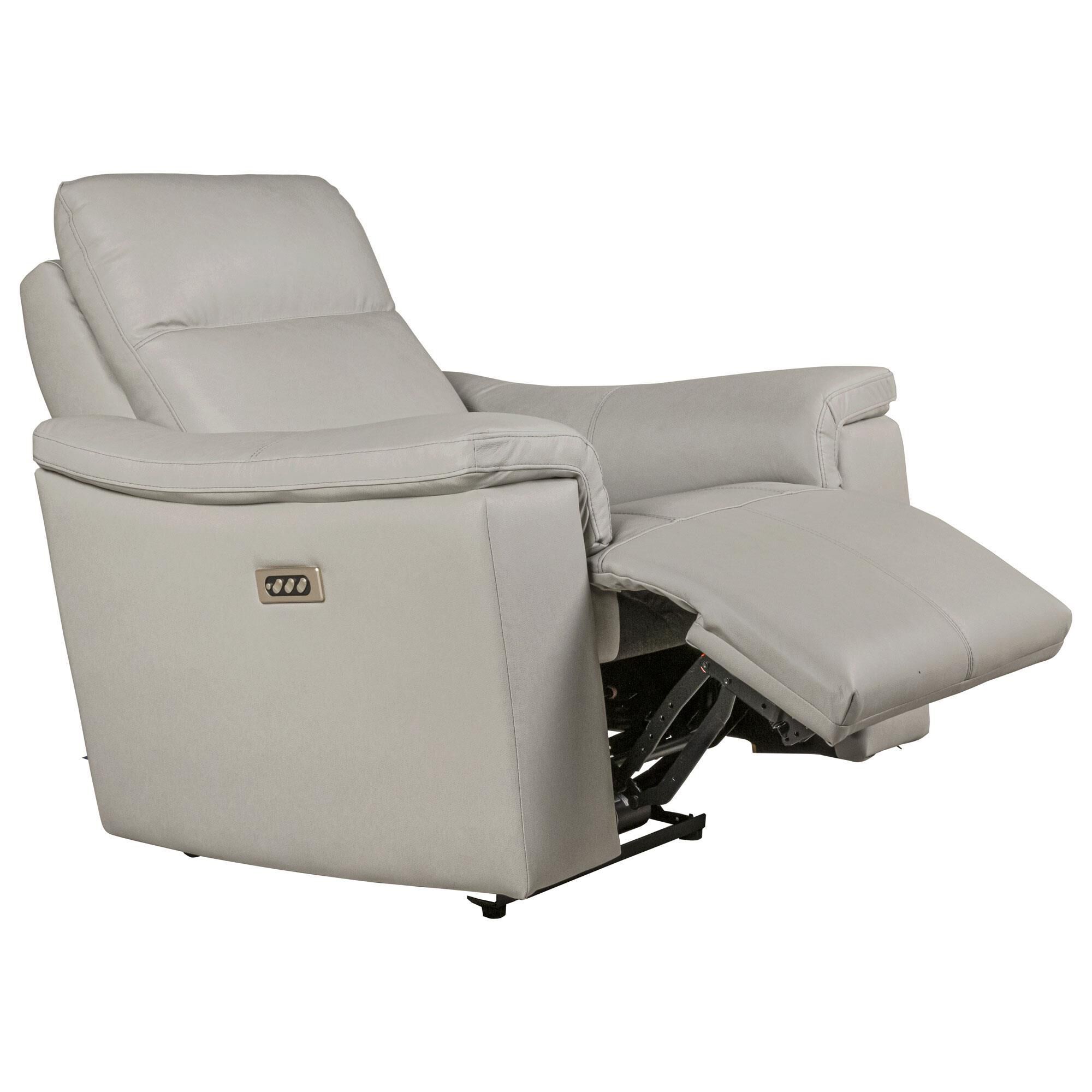 Elran Furniture Kayce Leather Power Recliner in Verona Gray