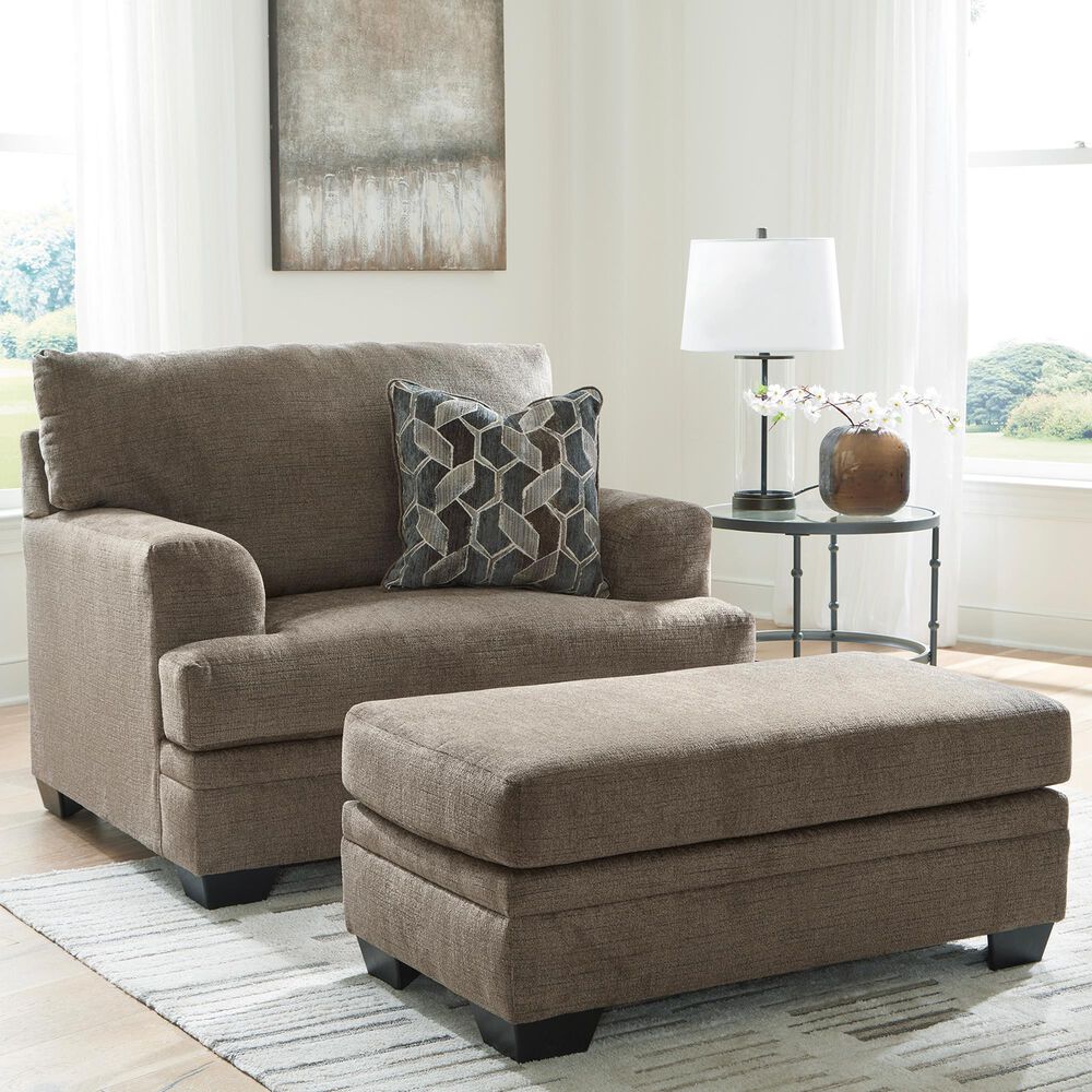 Ashley Stonemeade Chair and a Half with Ottoman in Nutmeg, , large