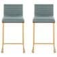 Lumisource Mason 25" Counter Stool with Green Fabric Cushion in Gold and Walnut (Set of 2), , large