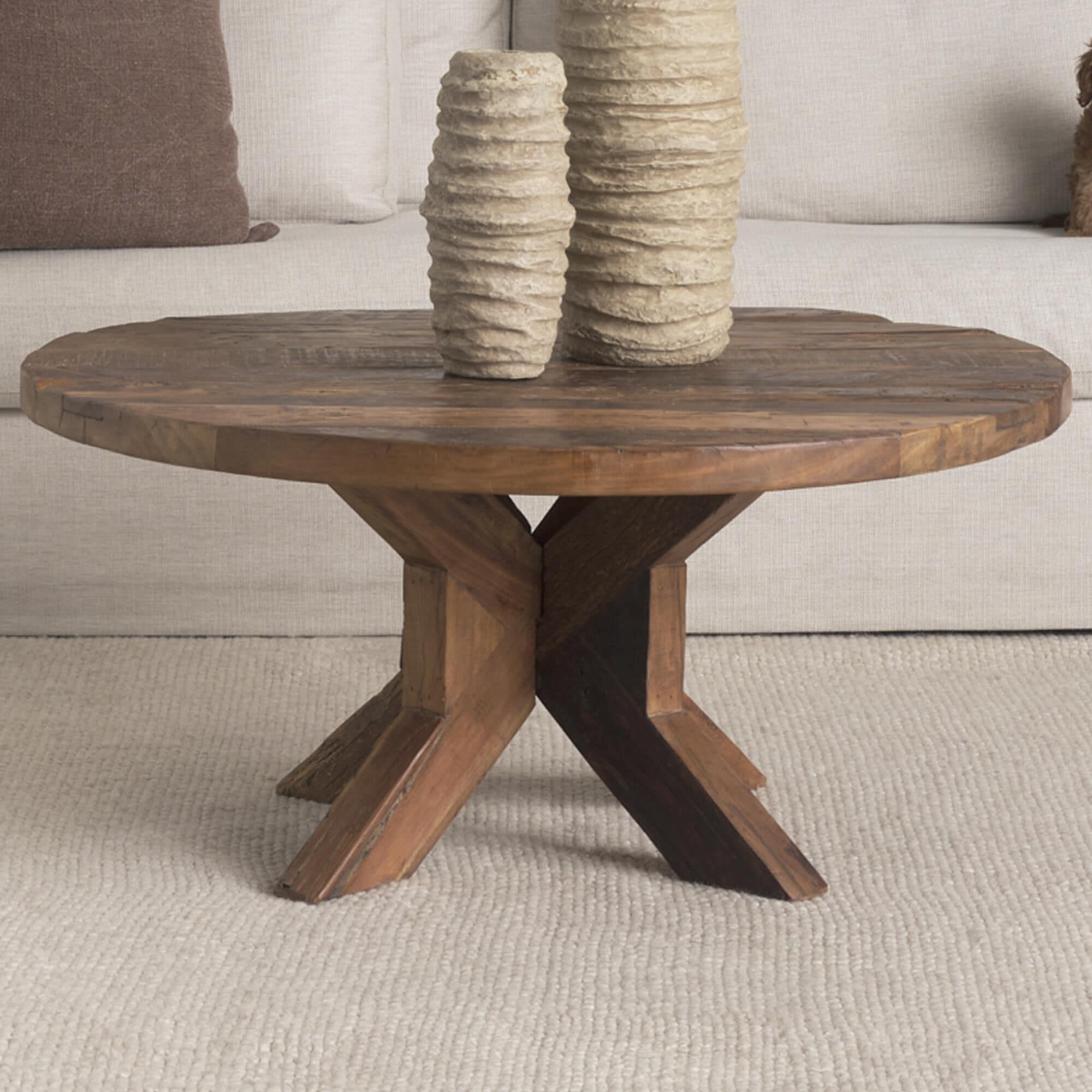 Mercana Furniture & Decor Heidi Round Coffee Table in Medium Brown