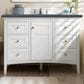 James Martin Vanities Palisades 48" Single Bathroom Vanity in Bright White with 3 cm Charcoal Soapstone Quartz Top and Rectangular Sink, , large