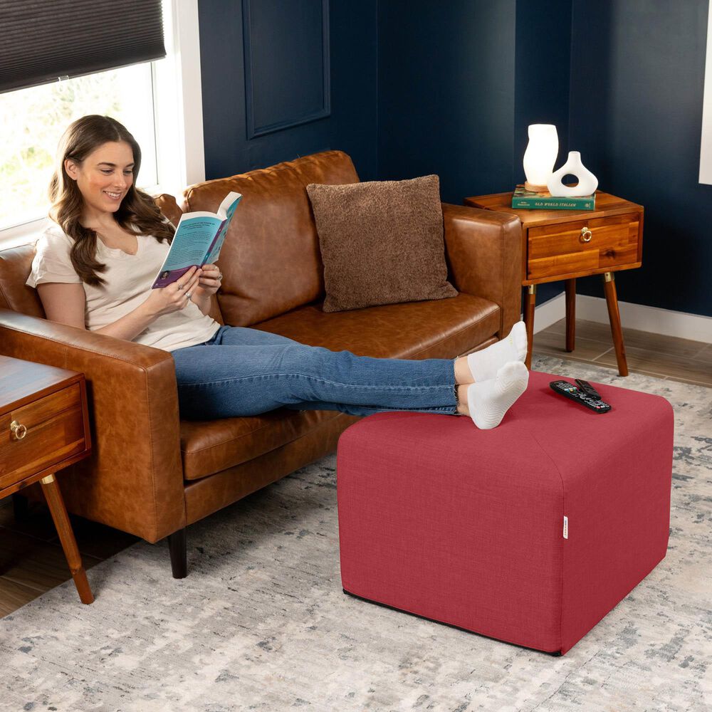 Jaxx Monroe Medium Ottoman in Poppy Red, , large