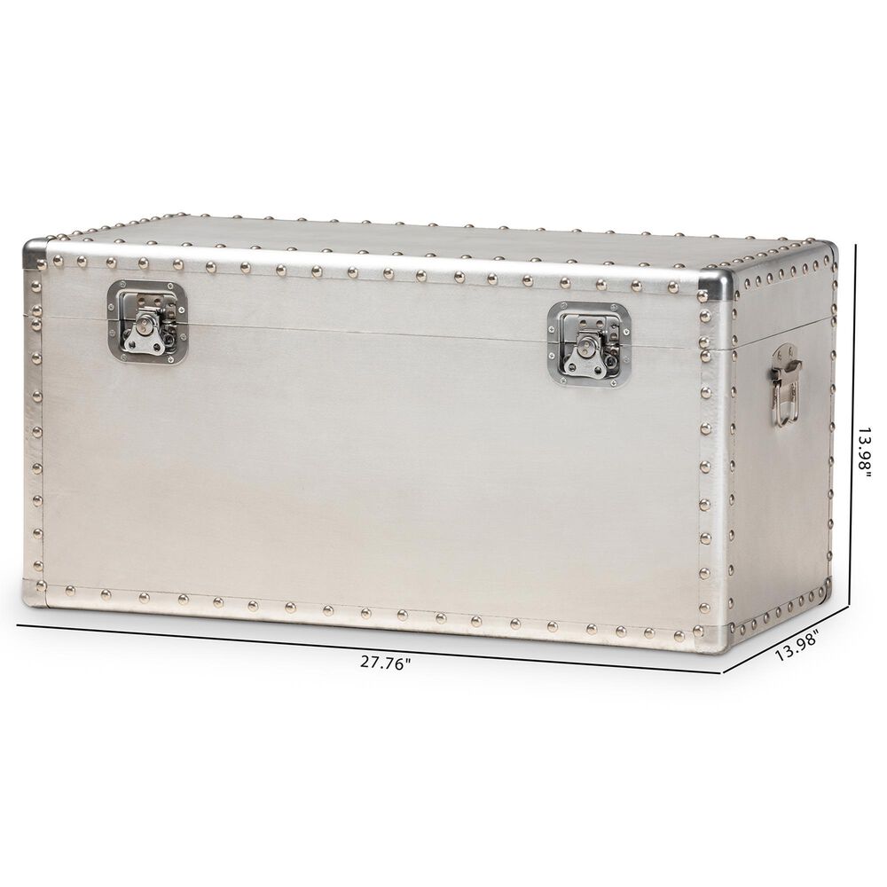 Baxton Studio Serge Storage Trunk in Silver, , large