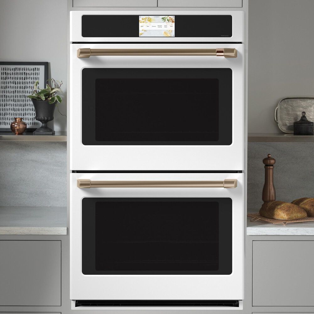 Cafe 30&quot; Smart Double Electric Wall Oven with Convection in Matte White and Brushed Black, , large