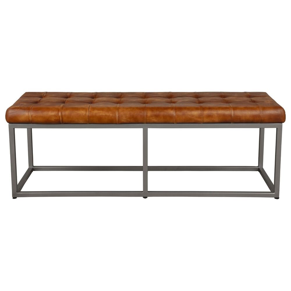 Martin Svensson Home Quarter Horse Bench in Cinnamon Brown Leather, , large