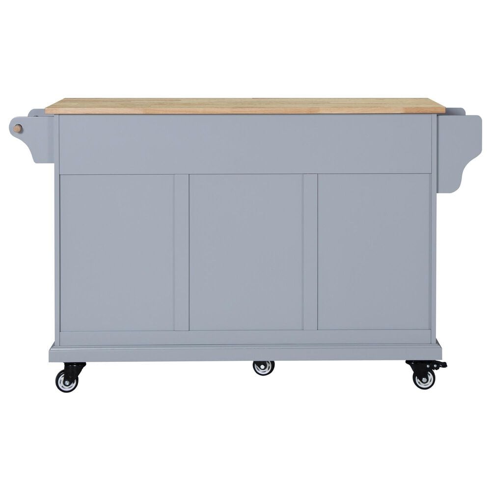 HOMLUX Kitchen Island Cart with Storage Cabinet in Grey, , large