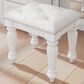 Ashley Kozlani Upholstered Vanity Stool in Matte White, , large