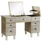 Flair Industries Vanessa 6-Drawers Vanity Desk with Folding Mirror and Stool in Champagne Silver, , large
