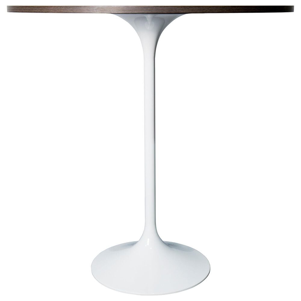 Leisuremod LeisureMod Verve Collection Modern Bar Height Table White Base with 36 Round Dark Walnut MDF Top, , large