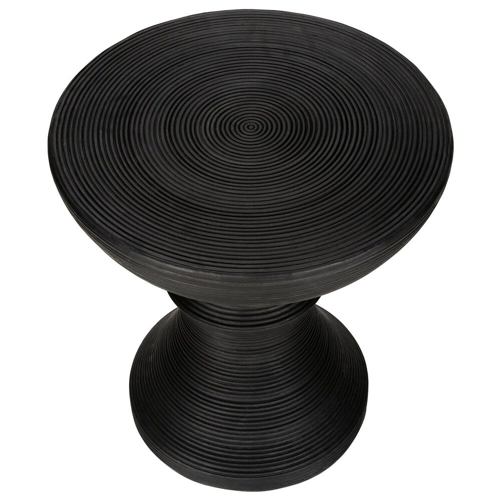 Hearth and Haven Outdoor Round Side Table with Ribbed Texture in Black, , large