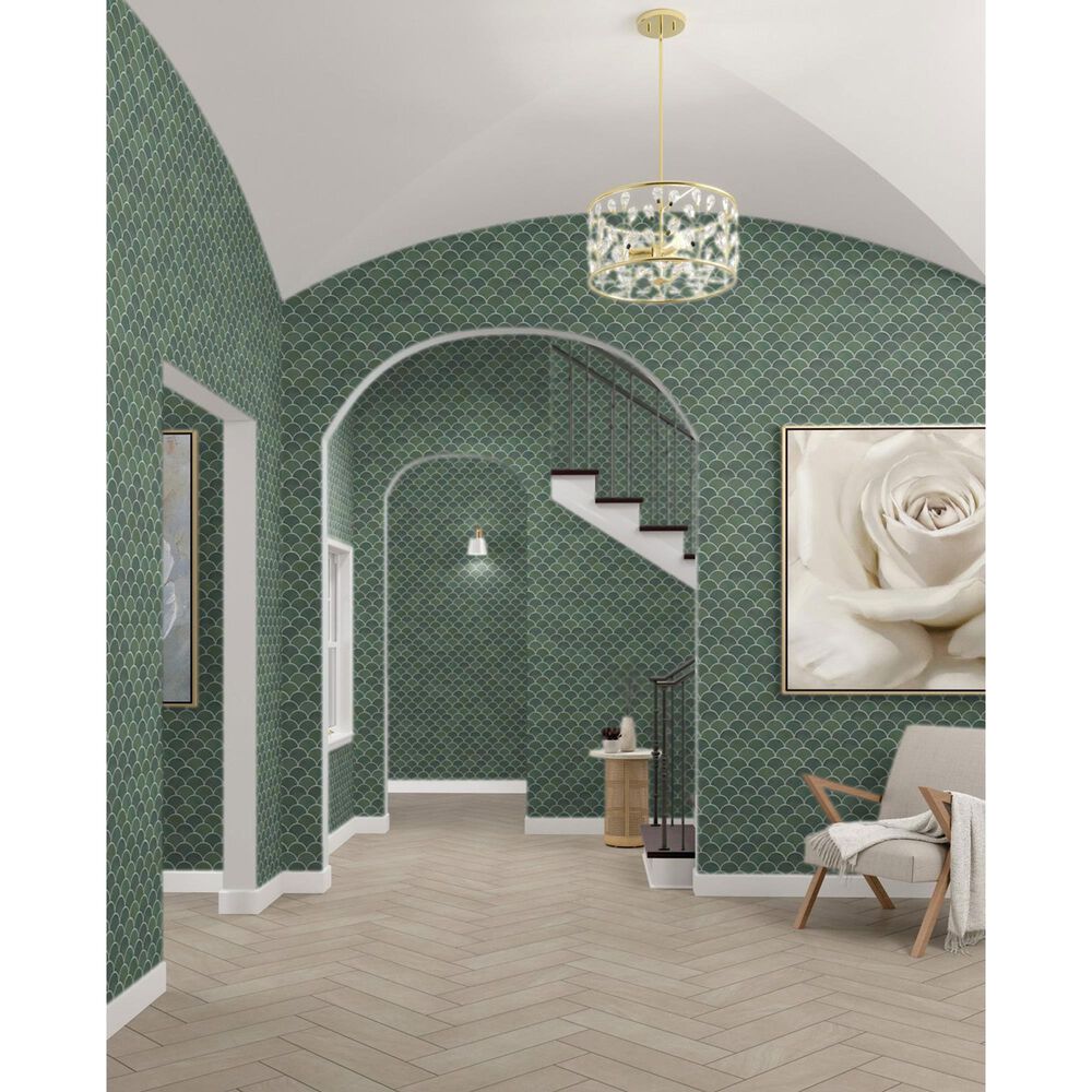 Dal-Tile Miramo Reef 3&quot; Fan Undulated on 13.25&quot; x 12.75&quot; Ceramic Mosaic Sheet, , large