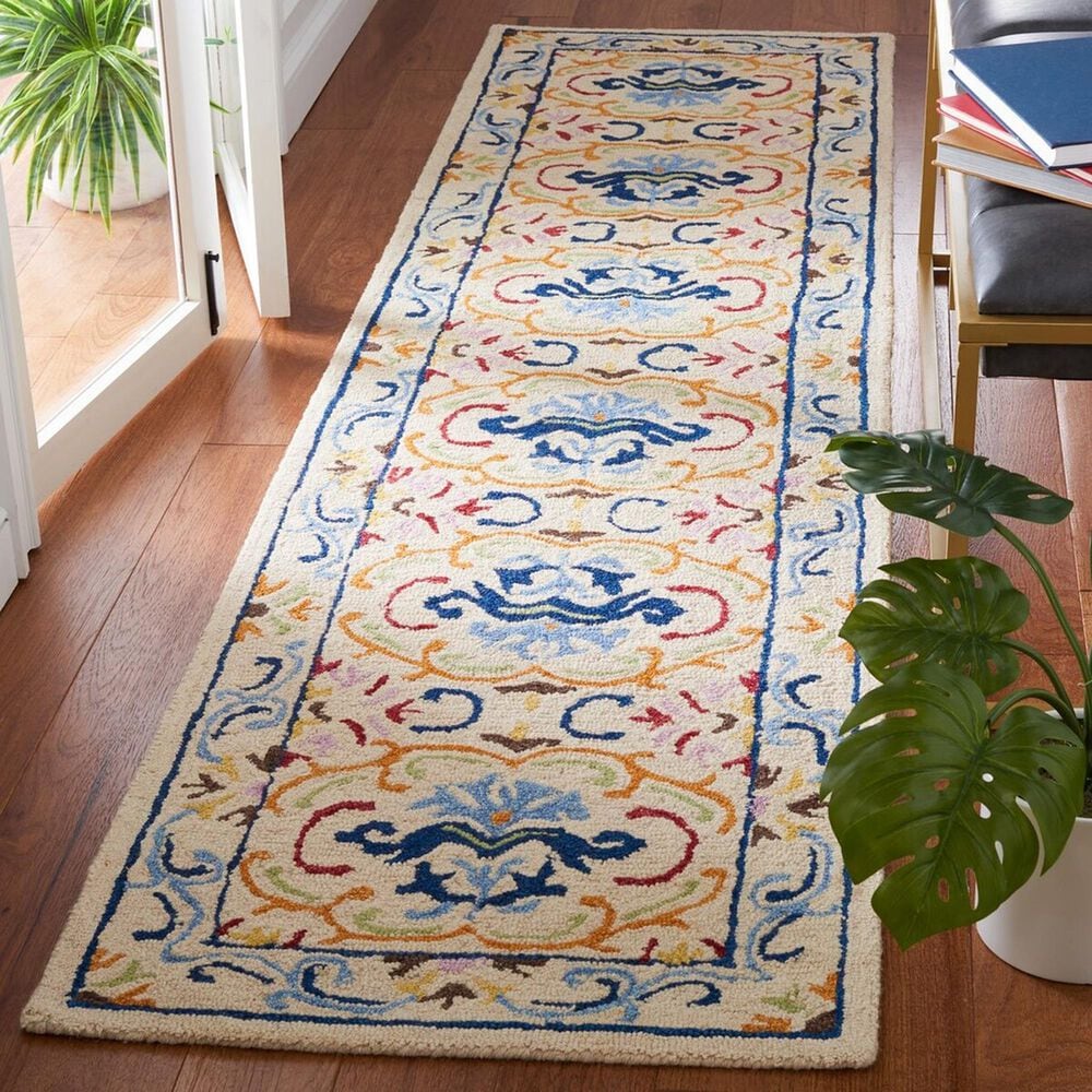 Safavieh Micro-Loop 2&#39;3&quot; x 9&#39; Beige and Blue Runner, , large