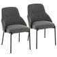 Lumisource York Side Chair with Dark Grey Upholstered in Black (Set of 2), , large