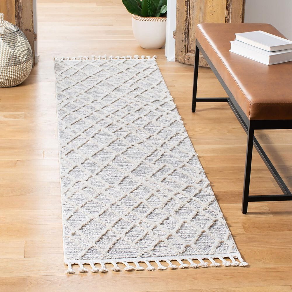 Safavieh Marrakesh MRK514A 2&#39;2&quot; x 10&#39; Ivory and Grey Runner, , large