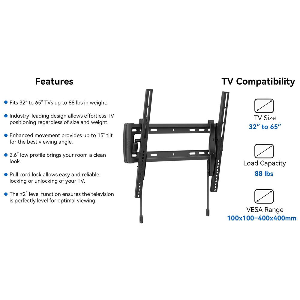 ErgoAV Medium Tilt Mount for 32"- 65" TVs in Black, , large