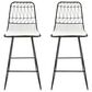 Hearth and Haven Niez Outdoor Counter Stool with Ivory Cushion in Black (Set of 2), , large