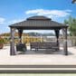 HOMLUX 12" x 14" Outdoor Hardtop Gazebo with Galvanized Steel Roof, Netting, and Curtains, Gray, , large