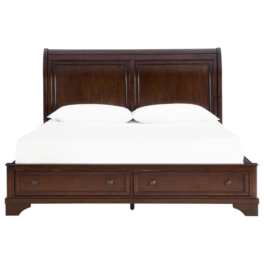 Ashley Trellington Queen Sleigh Storage Bed in Warm Brown Cherry, , large