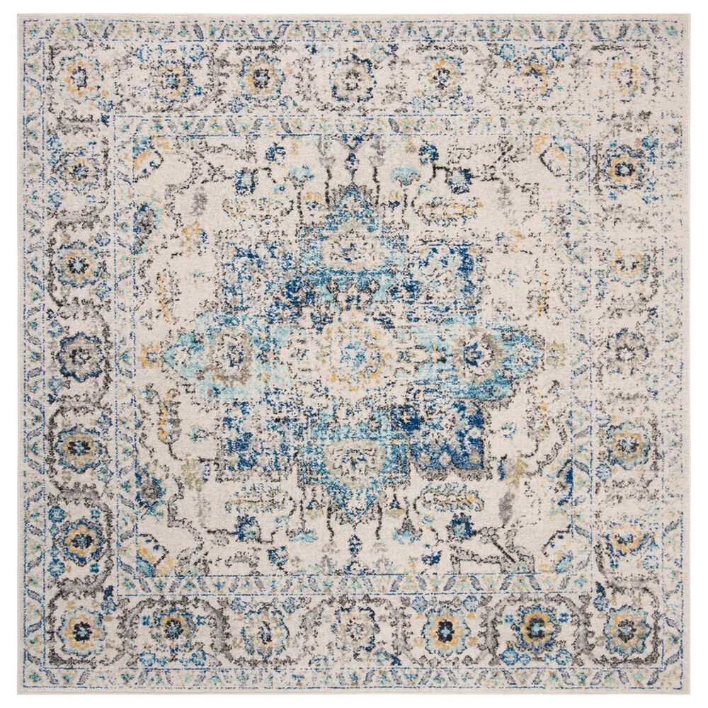 Safavieh Madison MAD603K 5" Square Turquoise and Ivory Area Rug, , large