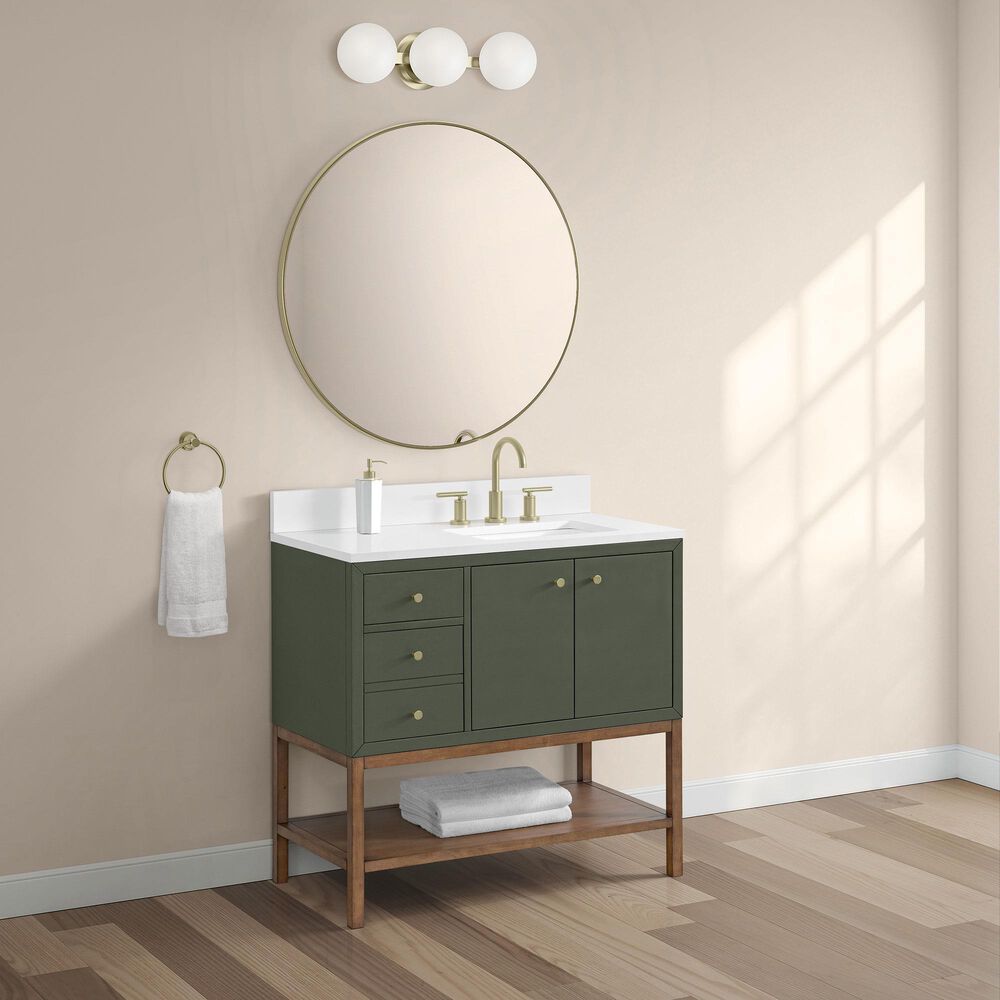 37B Isadore 36" Single Bathroom Vanity Cabinet in Deep Olive Green and White Composite Stone Top and Backsplash, , large
