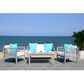 Safavieh Alda 4-Piece Outdoor Set with Accent Pillows in Grey Wash, White, Light Blue, , large