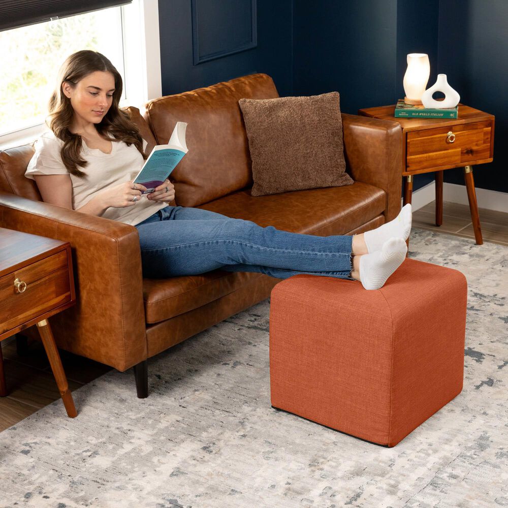 Jaxx Monroe Small Ottoman in Canyon Orange, , large