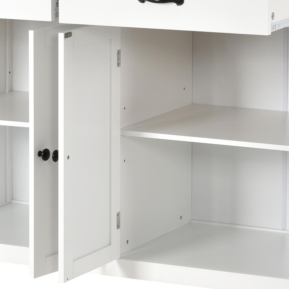 HOMLUX 54" Kitchen Island Cart with Solid Wood Top and Locking Wheels in White, , large