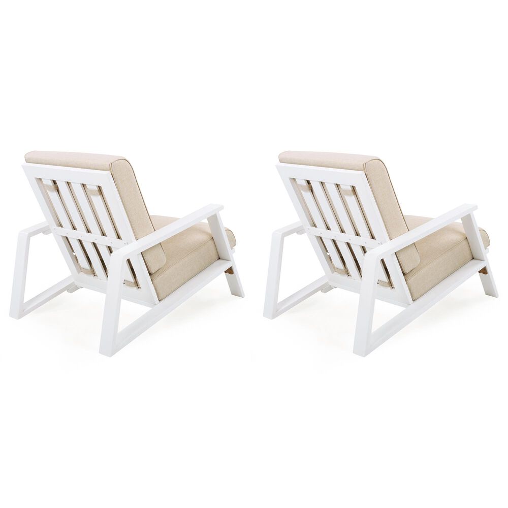 Hearth and Haven Outdoor Lounge Chair with White Frame in Beige (Set of 2), , large