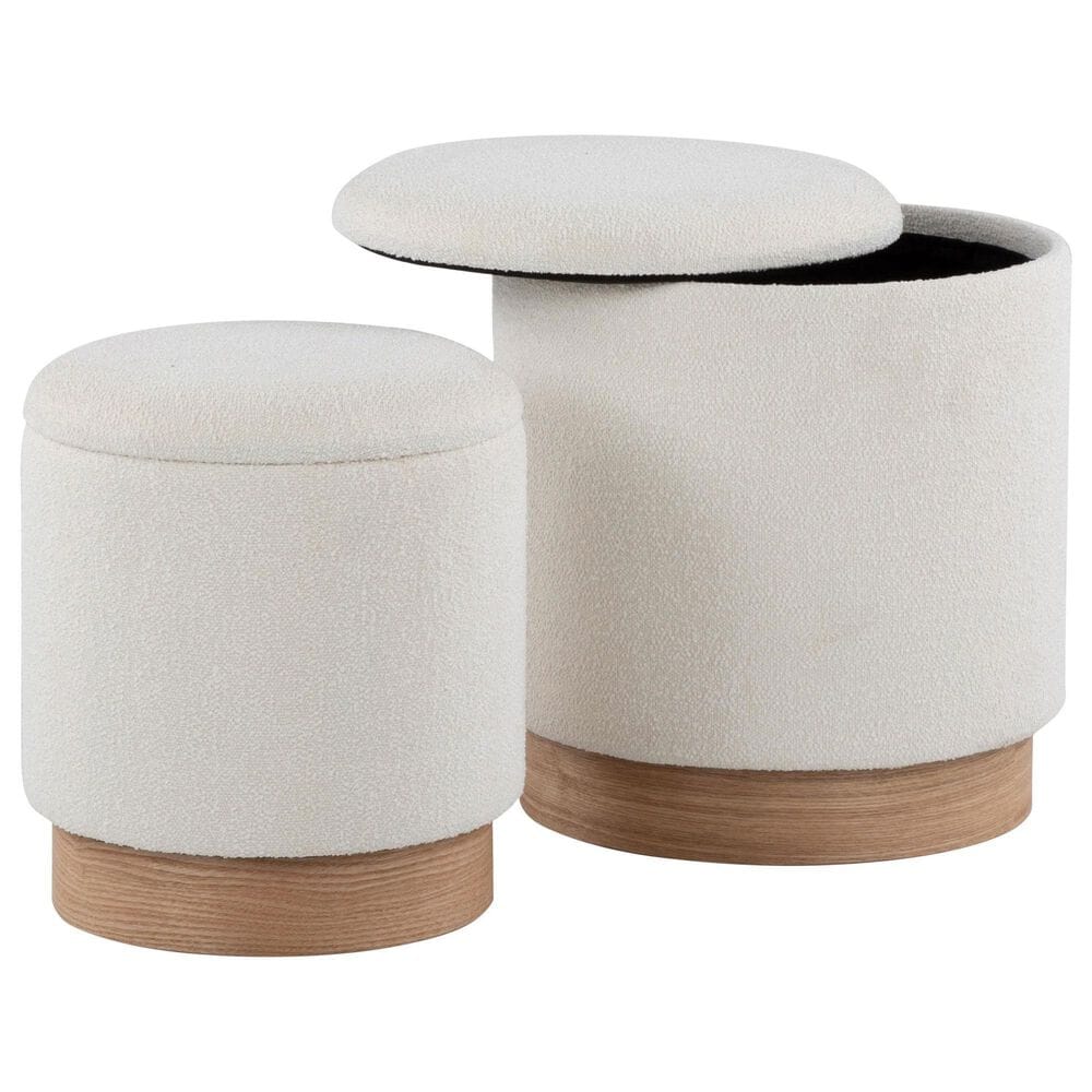 Lumisource Marla 2-Piece 16&quot; Nesting Ottoman Set in Cream, , large