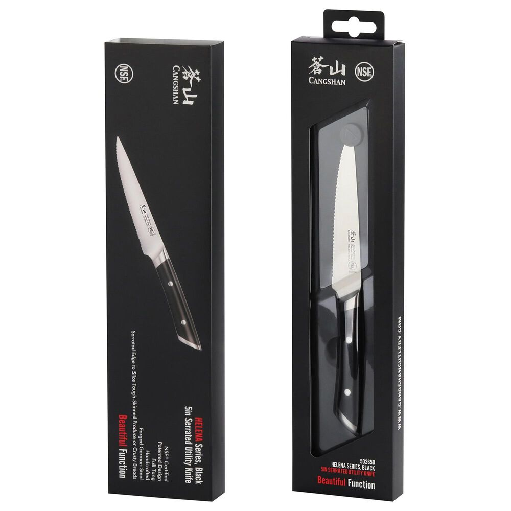 Cangshan Helena 5&quot; Serrated Utility in Black, , large