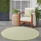 Nourison Courtyard Ivory and Green 4" Round Indoor/Outdoor Area Rug, , large