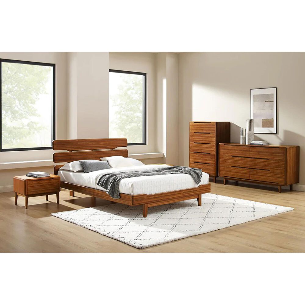 Natural Bamboo Furnishings Currant King Bedroom and Two Nightstands in Amber, , large
