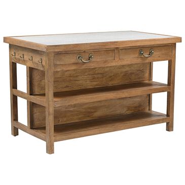 Home Trends & Design Manila 58" Kitchen Island Table in Natural and White, , large