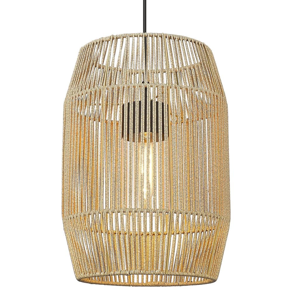 Golden Lighting Seabrooke 1-Light Outdoor Pendant in Natural Black, , large