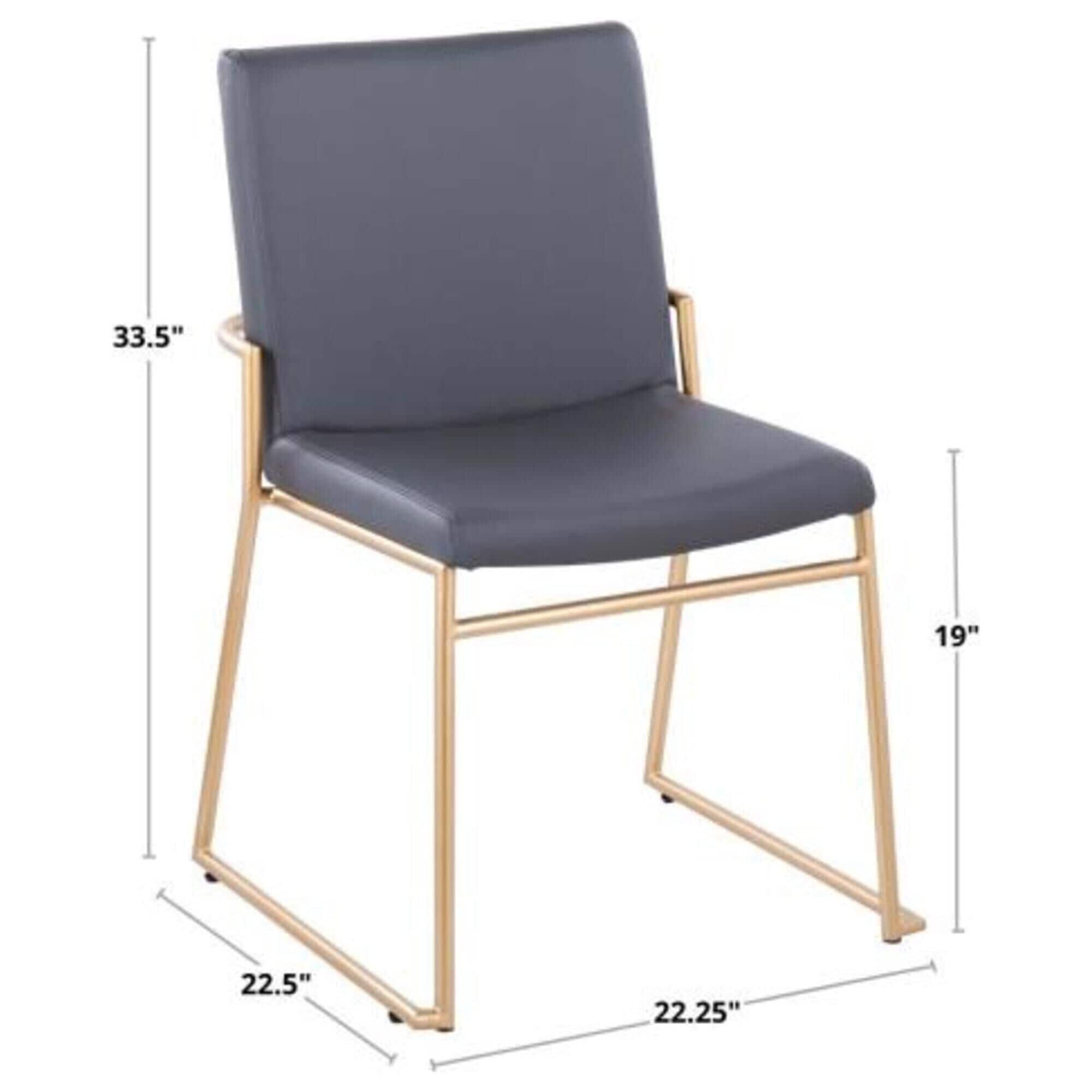 LumiSource Dutchess Side Chair with Grey Faux Leather Cushion in
