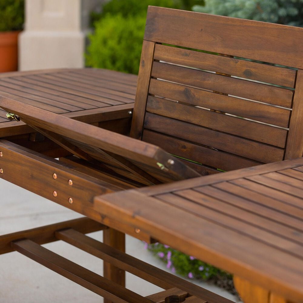 Walker Edison Acacia Wood Patio Butterfly Dining Table in Dark Brown