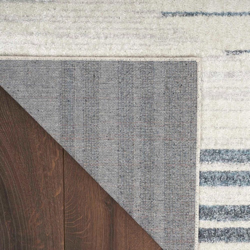 Nourison Astra Machine Washable ASW04 2&#39;2&quot; x 10&#39; Ivory and Blue Runner, , large