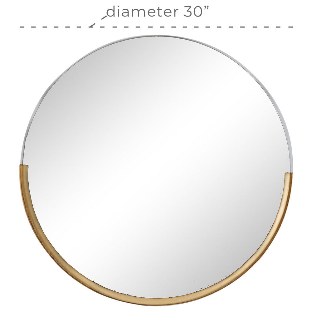 Maple and Jade 30&quot; Round Wall Mirror in Matte Gold, , large