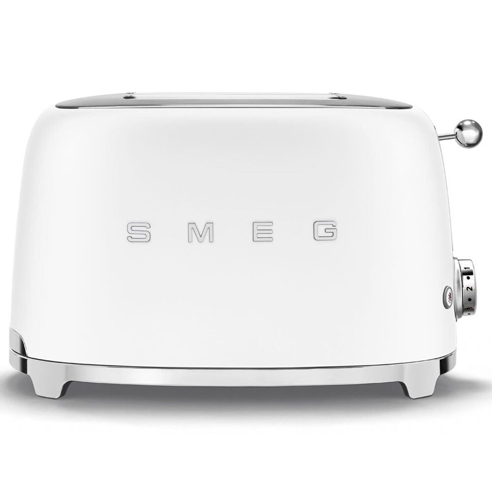 SMEG Retro-Style 2-Slice Toaster in Matte White and Polished Chrome, , large
