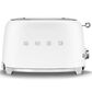 SMEG Retro-Style 2-Slice Toaster in Matte White and Polished Chrome, , large