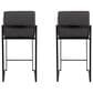 Lumisource Fuji High Back Counter Stool with Charcoal Fabric Cushion in Black (Set of 2), , large