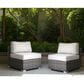 Hearth and Haven Minnesota Outdoor Sectional Armless Seat with Brown Wicker in Light Gray (Set of 2), , large