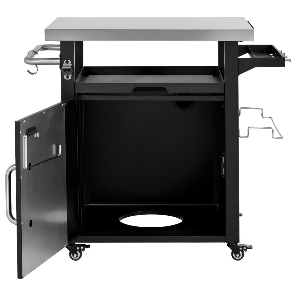 HOMLUX 39.5" Outdoor Kitchen Island in Black and Stainless Steel, , large