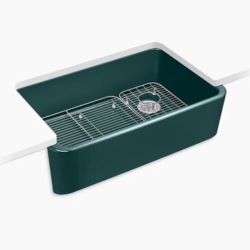 Kohler Ironridge 34" Undermount Single-Bowl Farmhouse Kitchen Sinks in Teal, , large